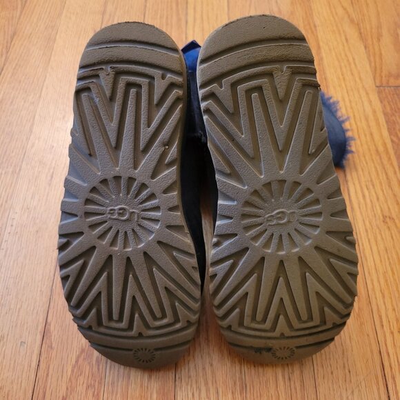 Ugg 6 Blue Leather Winter Boots Sheepskin Lined Pull On 1016225 BAILEY BOW II - Picture 2 of 10